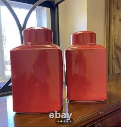 A pair of large red Ginger Jars by India Jane