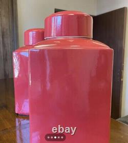 A pair of large red Ginger Jars by India Jane