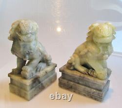 A pair of large vintage Chinese jade fu dogs 3.4kg