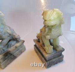 A pair of large vintage Chinese jade fu dogs 3.4kg