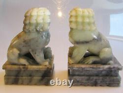 A pair of large vintage Chinese jade fu dogs 3.4kg