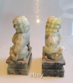 A pair of large vintage Chinese jade fu dogs 3.4kg
