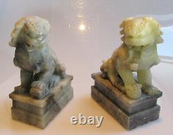 A pair of large vintage Chinese jade fu dogs 3.4kg