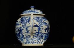 A very large Chinese porcelain blue and white tea pot