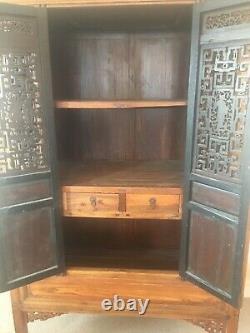 Absolutely Stunning Large Antique Chinese Cupboard / Wardrobe in Carved Elmwood
