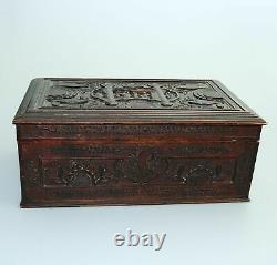 An attractive & large antique Oriental Chinese wooden carved Box C. 1900+