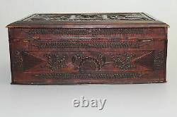 An attractive & large antique Oriental Chinese wooden carved Box C. 1900+