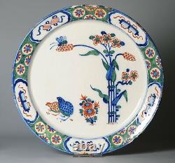 Antique 18th c Unusual Kakiemon Style Dutch Delftware Plate. Large Size