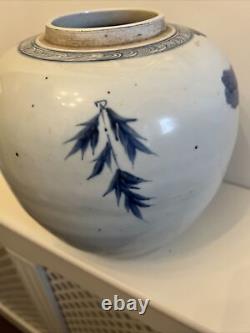 Antique 19c Blue And White Ginger Jar Large Size