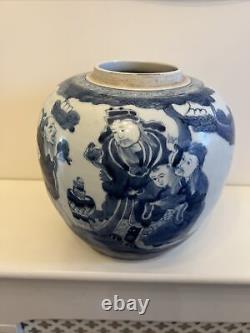 Antique 19c Blue And White Ginger Jar Large Size