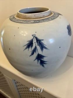 Antique 19c Blue And White Ginger Jar Large Size
