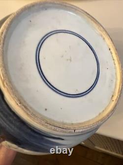 Antique 19c Blue And White Ginger Jar Large Size