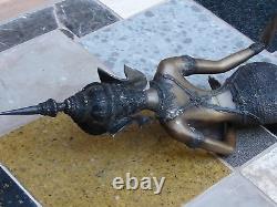 Antique 19c Chinese Large 28h Bronze Statue Of Quan Yin