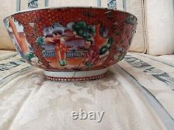 Antique 19c Large Chinese Porcelain Bowl 27cm For Restoration