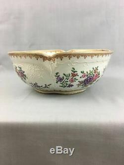 Antique 19th C. Chinese Export Style Porcelain Armorial Large Bowl Samson