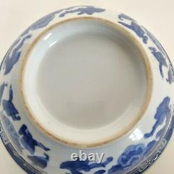 Antique Blue And White Chinese Porcelain Large Bowl Flower