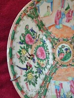 Antique Cantonese D29cm Large wall plate Chinese Porcelain