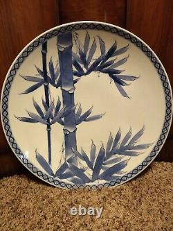 Antique Chinese Blue And White Large Plate 16 Platter bamboo Chinese export