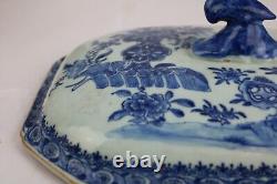 Antique Chinese Blue and White Porcelain Large Soup Tureen Cover-Lid 18thC