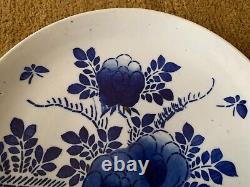 Antique Chinese Blue/white Painted Pottery Large Plate