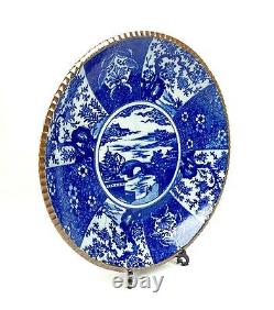 Antique Chinese Charger Plate / Blue And White Chinaware Large