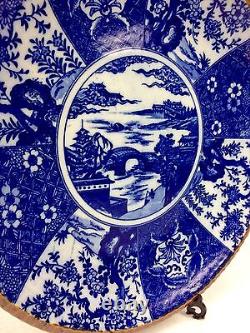 Antique Chinese Charger Plate / Blue And White Chinaware Large