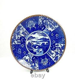 Antique Chinese Charger Plate / Blue And White Chinaware Large