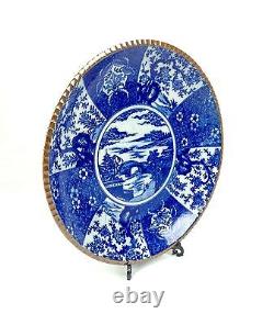 Antique Chinese Charger Plate / Blue And White Chinaware Large