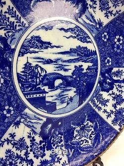 Antique Chinese Charger Plate / Blue And White Chinaware Large