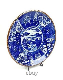 Antique Chinese Charger Plate / Blue And White Chinaware Large