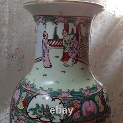 Antique Chinese Chinoiserie Large Vase Table / Sofa Lamp Hand Painted, H. 53cm