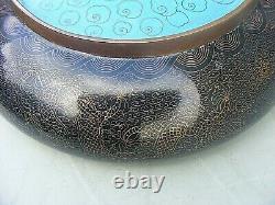 Antique Chinese Cloisonne Bowl Dragon Signed 4 Character Mark Large