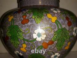 Antique Chinese Cloisonne Large Jar Large