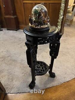 Antique Chinese Ebony Hardwood Plant Jardiniere Pot Stand Large Carving