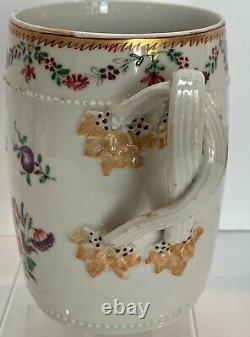 Antique Chinese Export Famille Rose Large Tankard Cup Early 19th Century