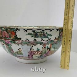 Antique Chinese Famille Rose Medallion Canton Porcelain Bowl Large 9.5 dia