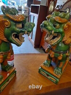 Antique Chinese Foo Dogs Statues Large