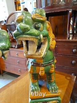 Antique Chinese Foo Dogs Statues Large