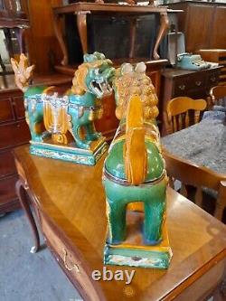 Antique Chinese Foo Dogs Statues Large