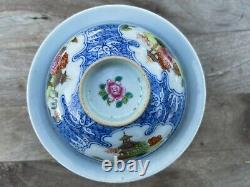 Antique Chinese Hand Painted Famille Rose Large Tea Bowl with lid Qing