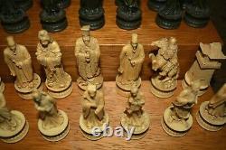 Antique Chinese Immortals Chess Set + Large Heavy Board- Large Pieces 4 King