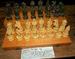 Antique Chinese Immortals Chess Set + Large Heavy Board- Large Pieces 4 King