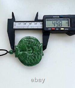 Antique Chinese Imperial Green Jade Double Fish Koi Carp Large Pendant 2 47g