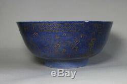 Antique Chinese Kangxi Period17th Century Large Blue Gilt & Famille Verte Bowl