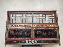 Antique Chinese Large Carved & Painted Screen Temple Unusual Unique Rare Wood