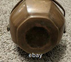 Antique Chinese Large Copper Hand Warmer Dual Handles Brass Simple Design