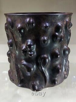 Antique Chinese Large Ebony Pencil / Brush Pot