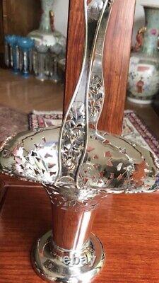 Antique Chinese Large Solid Silver Basket Bowl Centerpiece Tuck Chang scrap 527g