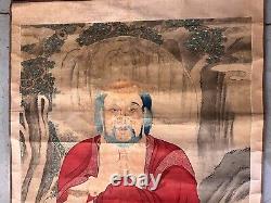 Antique Chinese Large Vertical Silk Scroll painting Holy figure Immortal