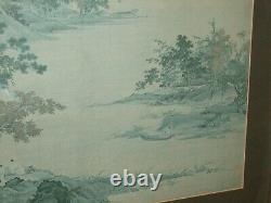 Antique Chinese Or Japanese Scholar Large Print Showing River And With Signed